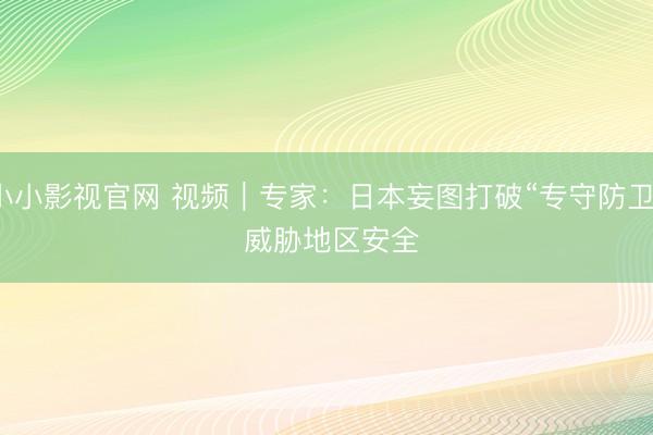 小小影视官网 视频｜专家：日本妄图打破“专守防卫” 威胁地区安全