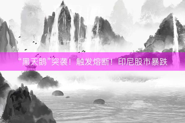 “黑天鹅”突袭！触发熔断！印尼股市暴跌