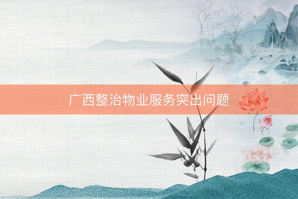 广西整治物业服务突出问题