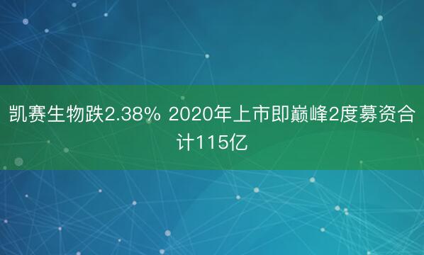 凯赛生物跌2.38% 2020年上市即巅峰2度募资合计115亿