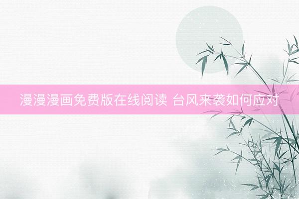 漫漫漫画免费版在线阅读 台风来袭如何应对