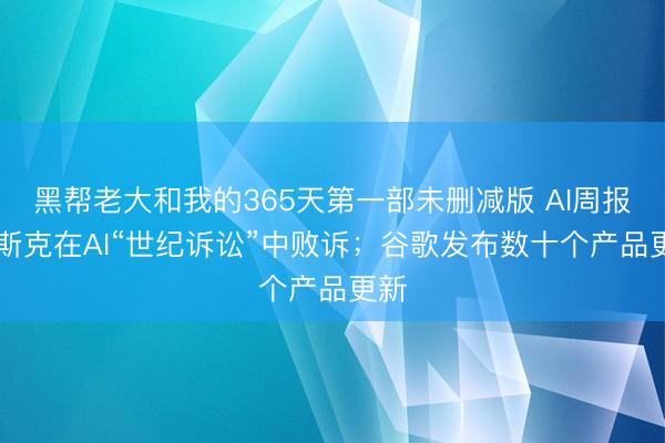 黑帮老大和我的365天第一部未删减版 AI周报|马斯克在AI“世纪诉讼”中败诉；谷歌发布数十个产品更新