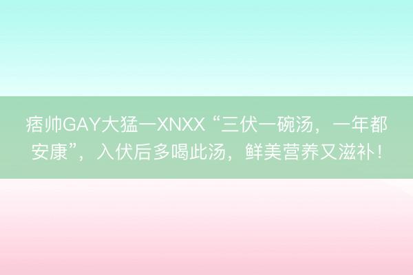 痞帅GAY大猛一XNXX “三伏一碗汤，一年都安康”，入伏后多喝此汤，鲜美营养又滋补！
