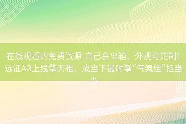 在线观看的免费资源 自己会出箱，外观可定制！远征A3上线擎天租，成当下最时髦“气氛组”担当