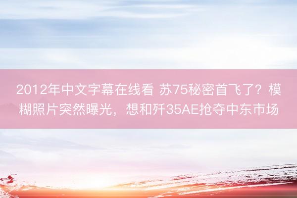 2012年中文字幕在线看 苏75秘密首飞了？模糊照片突然曝光，想和歼35AE抢夺中东市场