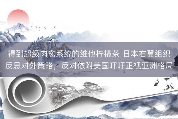 得到超级肉禽系统的维他柠檬茶 日本右翼组织反思对外策略，反对依附美国呼吁正视亚洲格局