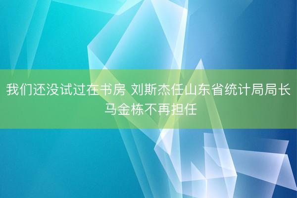 我们还没试过在书房 刘斯杰任山东省统计局局长 马金栋不再担任