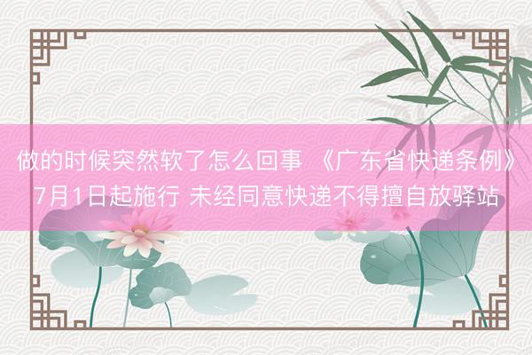 做的时候突然软了怎么回事 《广东省快递条例》7月1日起施行 未经同意快递不得擅自放驿站