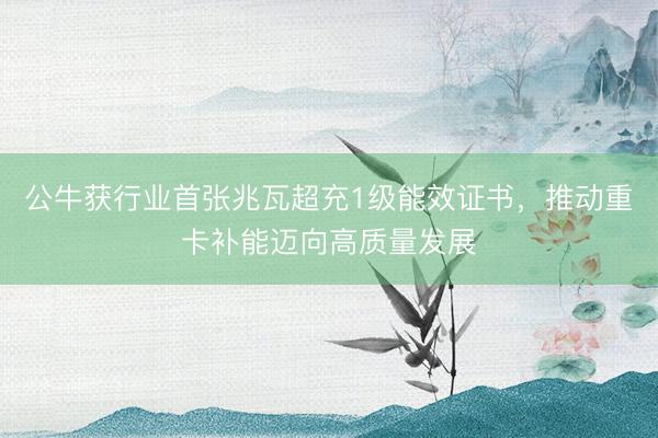 公牛获行业首张兆瓦超充1级能效证书，推动重卡补能迈向高质量发展