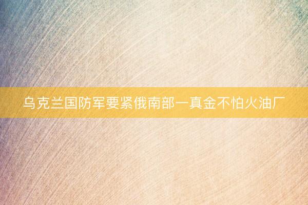 乌克兰国防军要紧俄南部一真金不怕火油厂