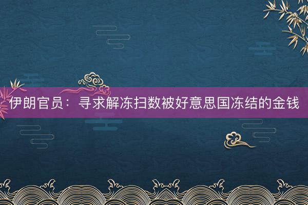 伊朗官员：寻求解冻扫数被好意思国冻结的金钱