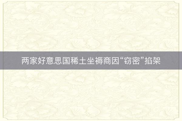 两家好意思国稀土坐褥商因“窃密”掐架