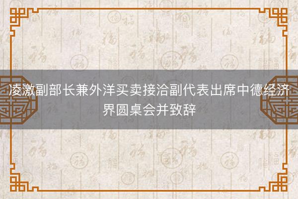 凌激副部长兼外洋买卖接洽副代表出席中德经济界圆桌会并致辞
