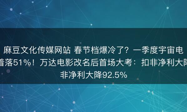 麻豆文化传媒网站 春节档爆冷了？一季度宇宙电影票房着落51%！万达电影改名后首场大考：扣非净利大降92.5%