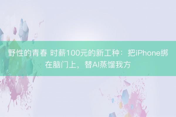 野性的青春 时薪100元的新工种：把iPhone绑在脑门上，替AI蒸馏我方