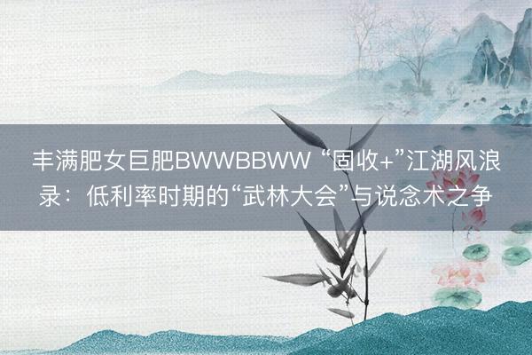 丰满肥女巨肥BWWBBWW “固收+”江湖风浪录：低利率时期的“武林大会”与说念术之争