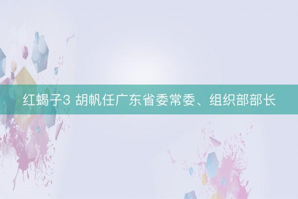 红蝎子3 胡帆任广东省委常委、组织部部长