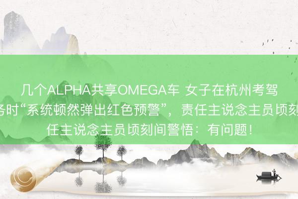 几个ALPHA共享OMEGA车 女子在杭州考驾照，窗口办理业务时“系统顿然弹出红色预警”，责任主说念主员顷刻间警悟：有问题！