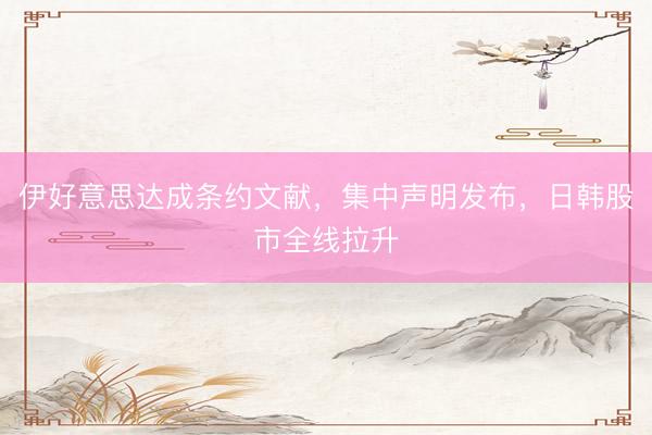伊好意思达成条约文献，集中声明发布，日韩股市全线拉升